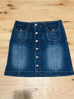 Dittos Dark Blue Denim Button-Front A-Line Skirt